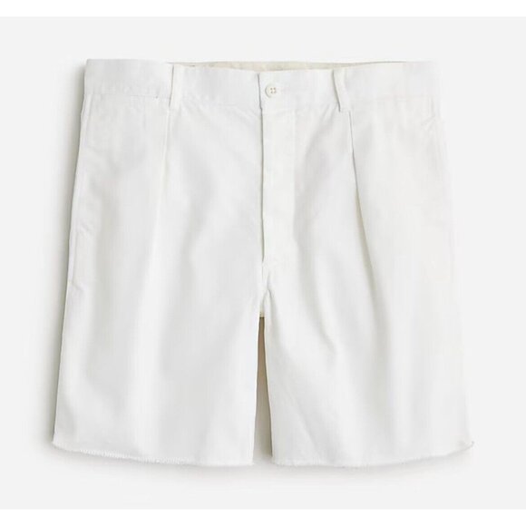 NWT J Crew Mens 33 White Wallace & Barnes 8" Pleated Cutoff Chino Shorts $129 - Picture 1 of 12
